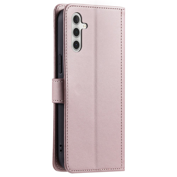 Flip case for Samsung Galaxy S25, Rhombus Crossbody Leather, pink rose gold