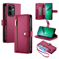 Flip case for Oppo Reno 13F 5G, Wallet Zipper Pocket, red
