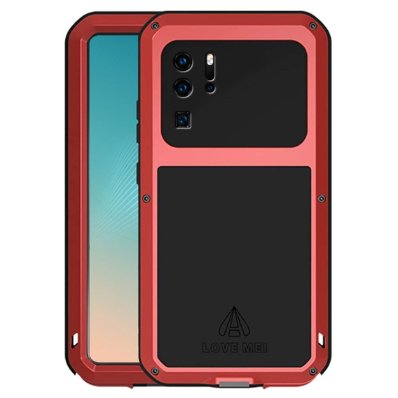 Love Mei Case for Huawei P30 Pro, armored with glass, red / black