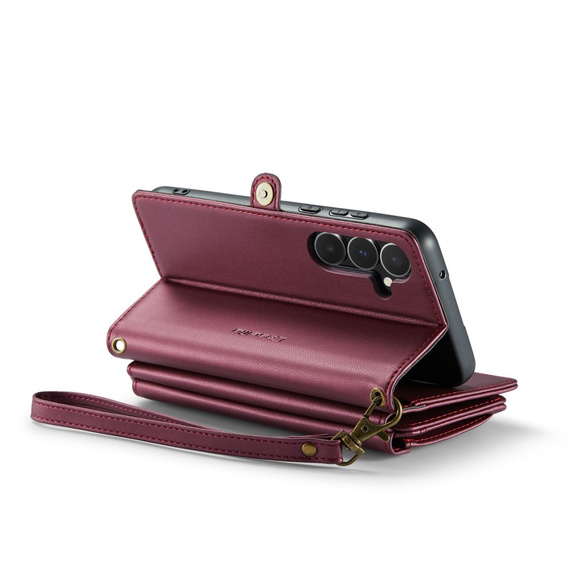 Case CASEME for Samsung Galaxy A55 5G, RFID Leather Wallet, with shoulder strap, red