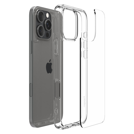Spigen case for iPhone 16 Pro, Ultra Hybrid, transparent + 9H Tempered Glass