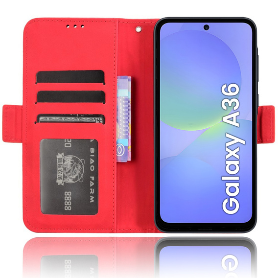 Flip case for Samsung Galaxy A36, Card Slot, red