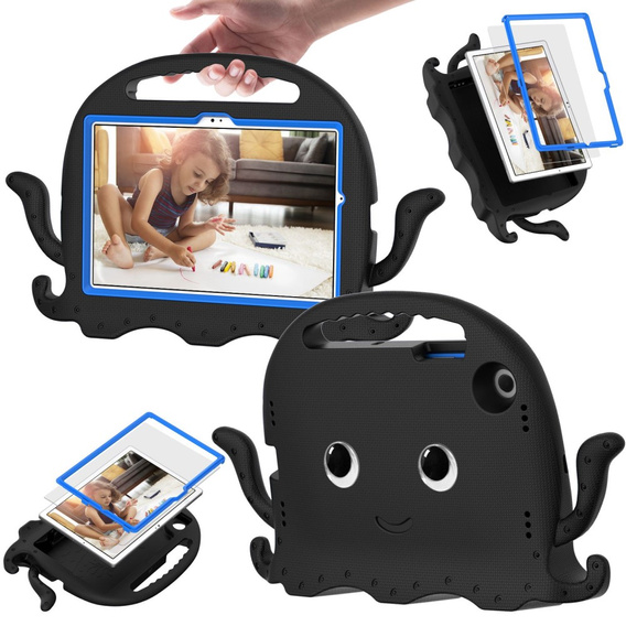 Children's case for Samsung Galaxy Tab A8 10.5, with handle, octopus, black