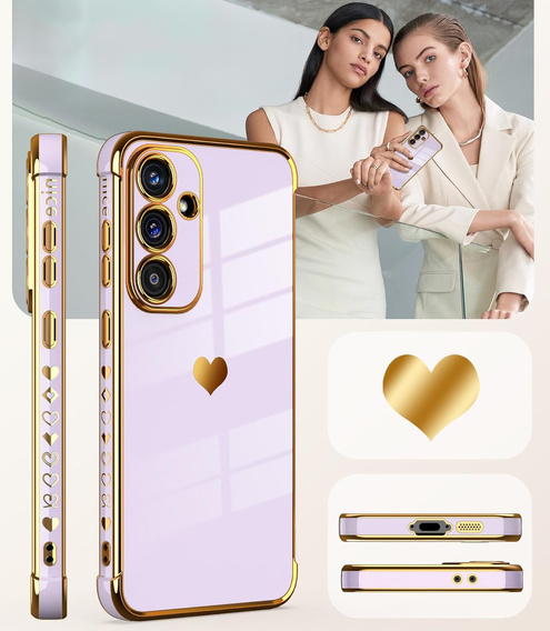 Case for Samsung Galaxy A26, Electro heart, purple + Glass 9H