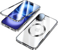 Magnetic Dual Glass MagSafe case for iPhone 16, silver