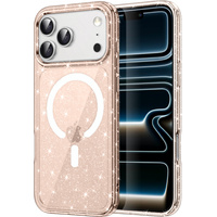 Case for iPhone 17 Pro Max, for MagSafe, glitter - translucent gold