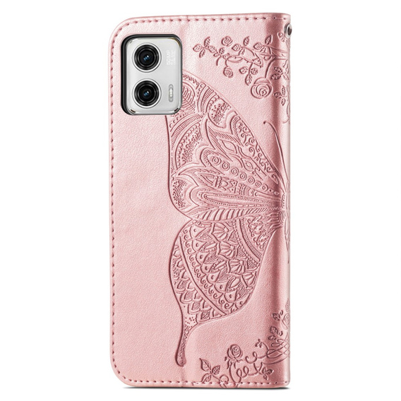 Flip case for Motorola Moto G73 5G, Butterfly, pink rose gold