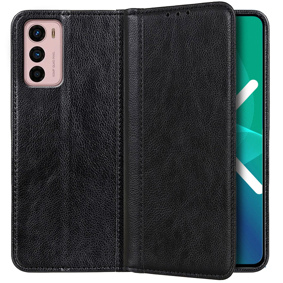 Case for Motorola Moto G42 4G, Wallet Litchi Leather, black