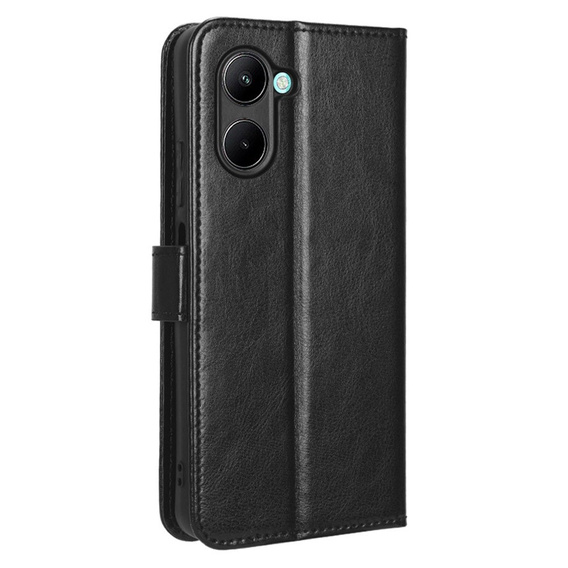 Flip case for Realme C33, Crazy Horse Wallet, black