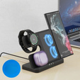 3-in-1 Wireless Induction Charger QI Fast Charger for Samsung S25 S24 S23 Galaxy Watch Buds Station Black