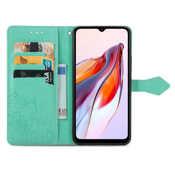 Flip case for Xiaomi Redmi 12C, Mandala, green