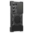 Case for Samsung Galaxy S24 Ultra, Kickstand Bumper, with lens cover, for MagSafe, black / silver