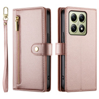 Flip case for Xiaomi 14T, Wallet Zipper Pocket, pink