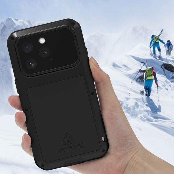 Love Mei Case for iPhone 16 Pro Max, armored with glass, black