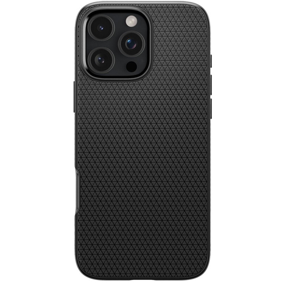 Spigen case for iPhone 16 Pro Max, Liquid Air, black + 9H Tempered Glass