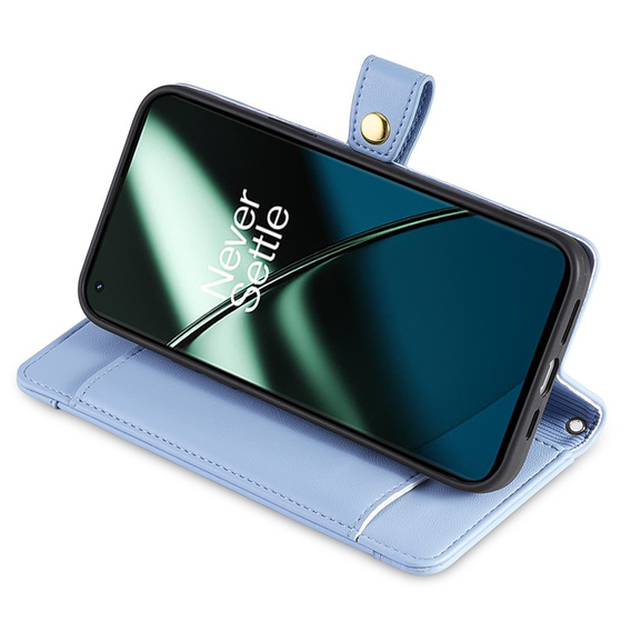 Flip case for OnePlus 12 5G, Wallet Zipper Pocket, blue
