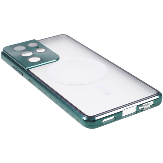 Magnetic Dual Glass MagSafe case for Samsung Galaxy S21 Ultra, green
