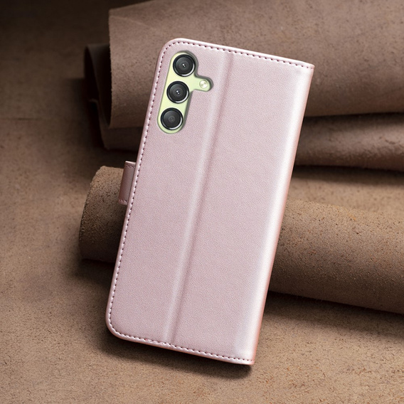 Flip case for Samsung Galaxy A25 5G, BINFEN Wallet, rose gold + 9H glass