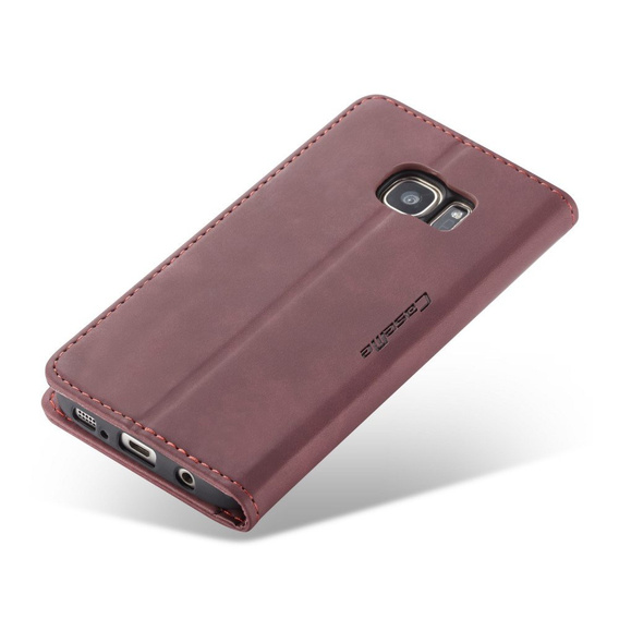 CASEME case for Samsung Galaxy S7, Leather Wallet Case, maroon