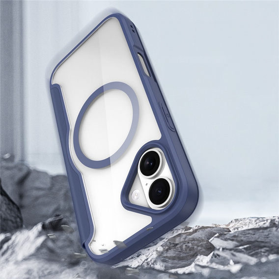 Dux Ducis case for iPhone 17, Skin X Pro, with flap, for MagSafe, navy blue