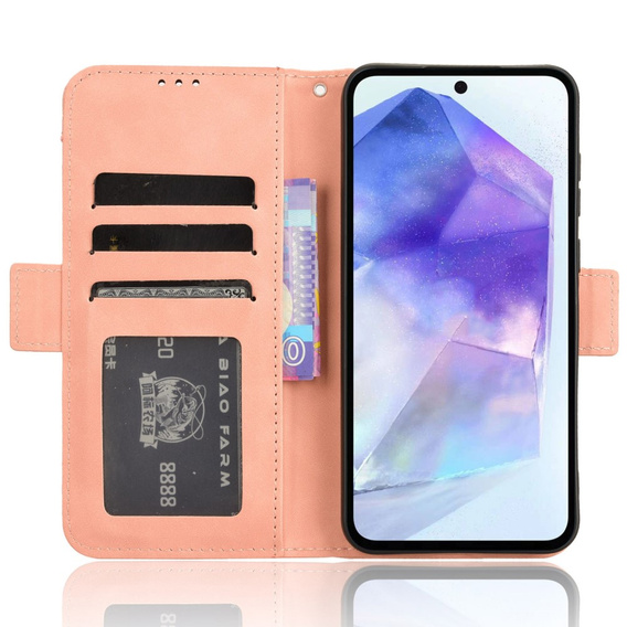 Flip case for Samsung Galaxy A55 5G, Card Slot, pink