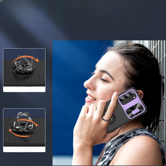 Case for Samsung Galaxy S23 Plus, Camera Slide Ring, black / purple