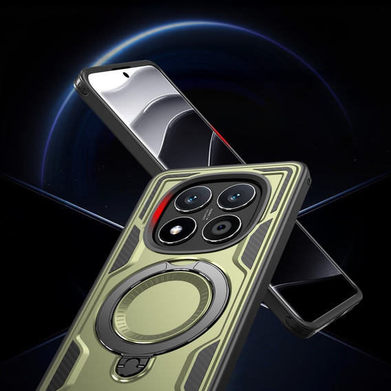 Case for Xiaomi Redmi Note 14 Pro 5G /  Poco X7 5G, Military MagSafe, green + 9H glass