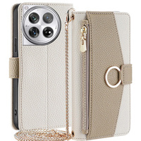 Flip case for OnePlus 12 5G, Wallet Zipper Pocket, with mirror, white