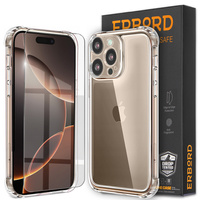 Case for iPhone 16 Pro, Erbord Dropproof, transparent + Glass