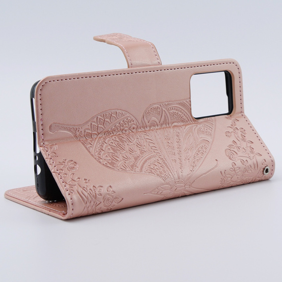 Flip case for Motorola Moto G54 5G, Butterfly, pink rose gold