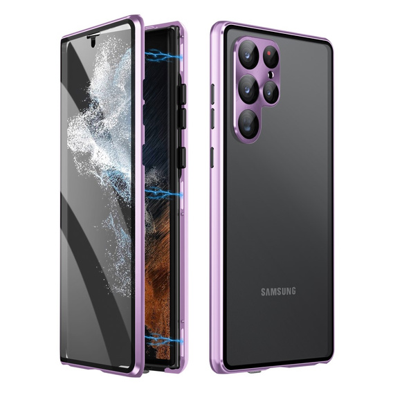 Case for Samsung Galaxy S23 Ultra, Magnetic Dual Glass, purple