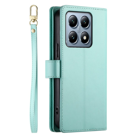 Flip case for Xiaomi 14T Pro, Wallet Zipper Pocket, green