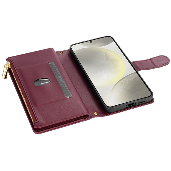 Flip case for Samsung Galaxy A56 5G, Rhombus Crossbody Leather, maroon