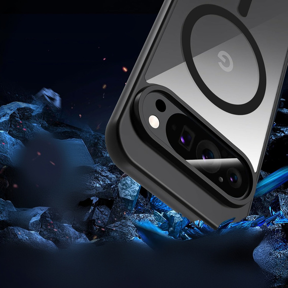 Case for Google Pixel 9 Pro, for MagSafe, ERBORD Matt Case, black + Screen Glass