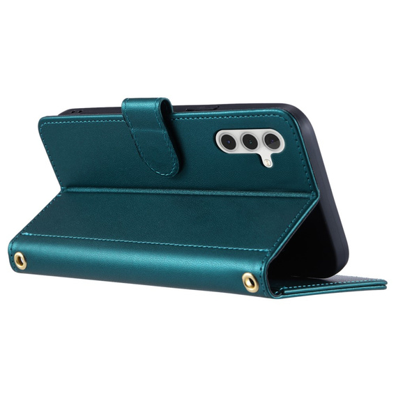 Flip case for Samsung Galaxy A55 5G, Rhombus Crossbody Leather, dark green