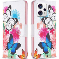 Flip case for Motorola Moto G53 5G / G23 / G13, Wallet, butterfly, white
