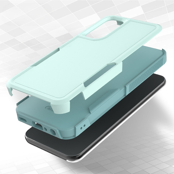 Armored case for Samsung Galaxy A25, Dual-Layer, mint + 9H Glass