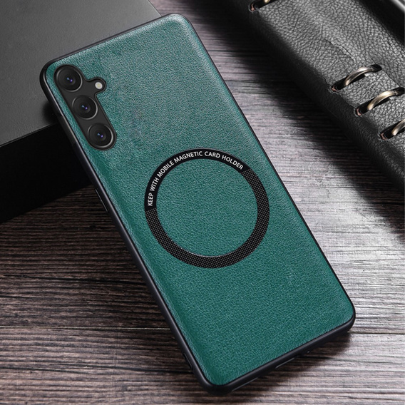 Case for Samsung Galaxy A34 5G, Leather Hybrid MagSafe, green