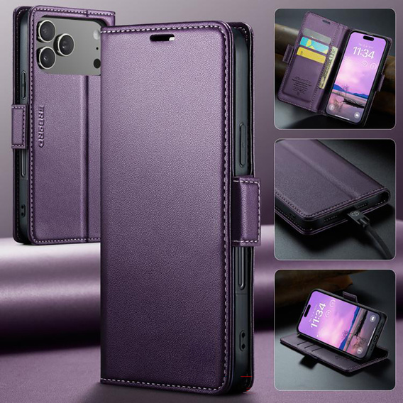ERBORD Glossy Litchi wallet case with flap for iPhone 17 Pro Max