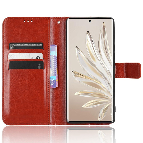 Flip case for Honor 70 5G, Crazy Horse Wallet, brown