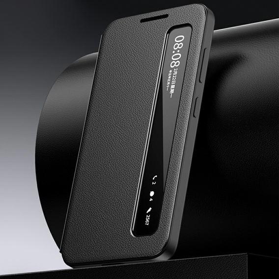 Smart View Window Leather Case for Samsung Galaxy S26 Plus, black