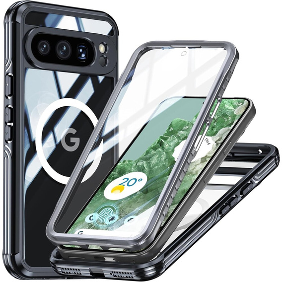 Case for Google Pixel 9 Pro XL, Shockproof, with glass, for MagSafe, black