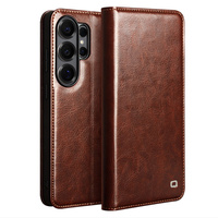 Qialino leather case with flap Wallet for Samsung Galaxy S26 Ultra, brown