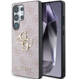 GUESS Case for Samsung Galaxy S25 Ultra, 4G Big Metal Logo, pink