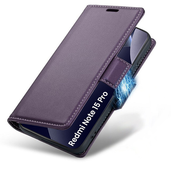 ERBORD Glossy Litchi flip case for Xiaomi Redmi Note 15 Pro 5G