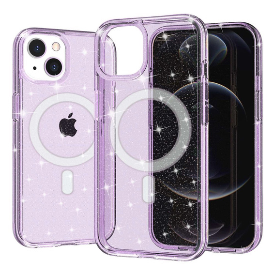 Case for iPhone 14, Dropproof MagSafe Glitter, purple