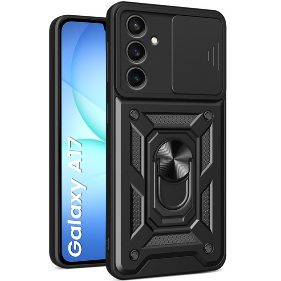 Armoured case for Samsung Galaxy A17 5G, with camera protection, with stand, black