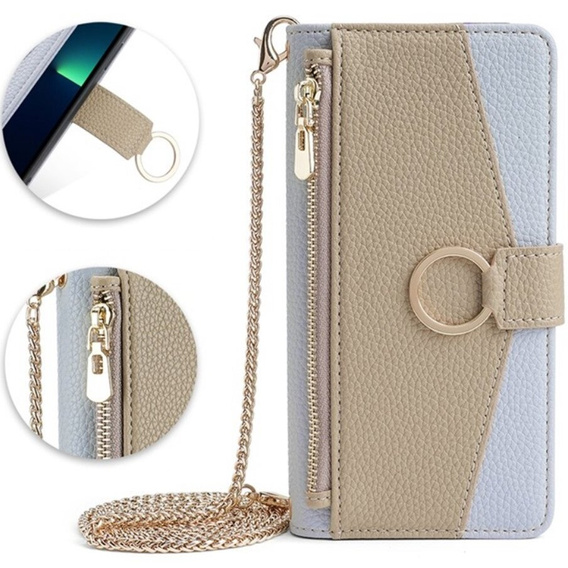 Flip case for iPhone 7 / 8 / SE (2020) / SE (2022), Wallet Zipper Pocket, with mirror, blue