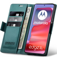 Case for Motorola Edge 50 Pro, ERBORD Glossy Litchi, wallet with flap, green