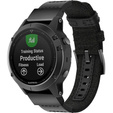 Canvas+Leather strap for Garmin Fenix 5/6/6 Pro / 7 / Forerunner 935/945 - black